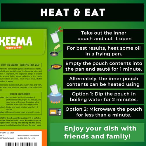 Image of Greenmeat Keema | Ready to Eat | 100% Plant Based & Vegetarian | Protein & Fibre Rich | Low Fat & Zero Cholesterol | No Preservatives | Pack of 1 (250g)