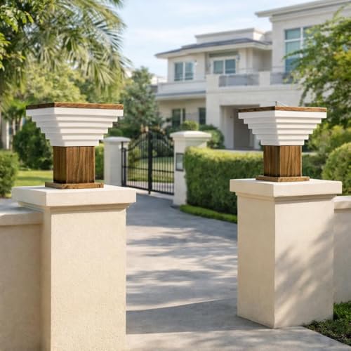 Image of Modern Golden Antique Finish Outdoor Gate Pillar Light - Waterproof Garden Entrance Lamp for Home Entrance, Garden, Villa Entrance, Hotel & Restaurant Outdoor Area (Pack of 2) (Without Bulb)