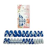 False Nails Coffin Shape with Designs 24 Pieces Full Cover Ballerina Girls Fake Nails