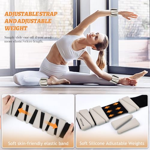 Image of BECOJADDE Ankle Weights Set of 2 (1 lb /2 lb /3 lb Each) Adjustable Wrist Weights for Women Men Wearable Arm Leg Weight for Pilates, Running, Walking, Workout, Yoga