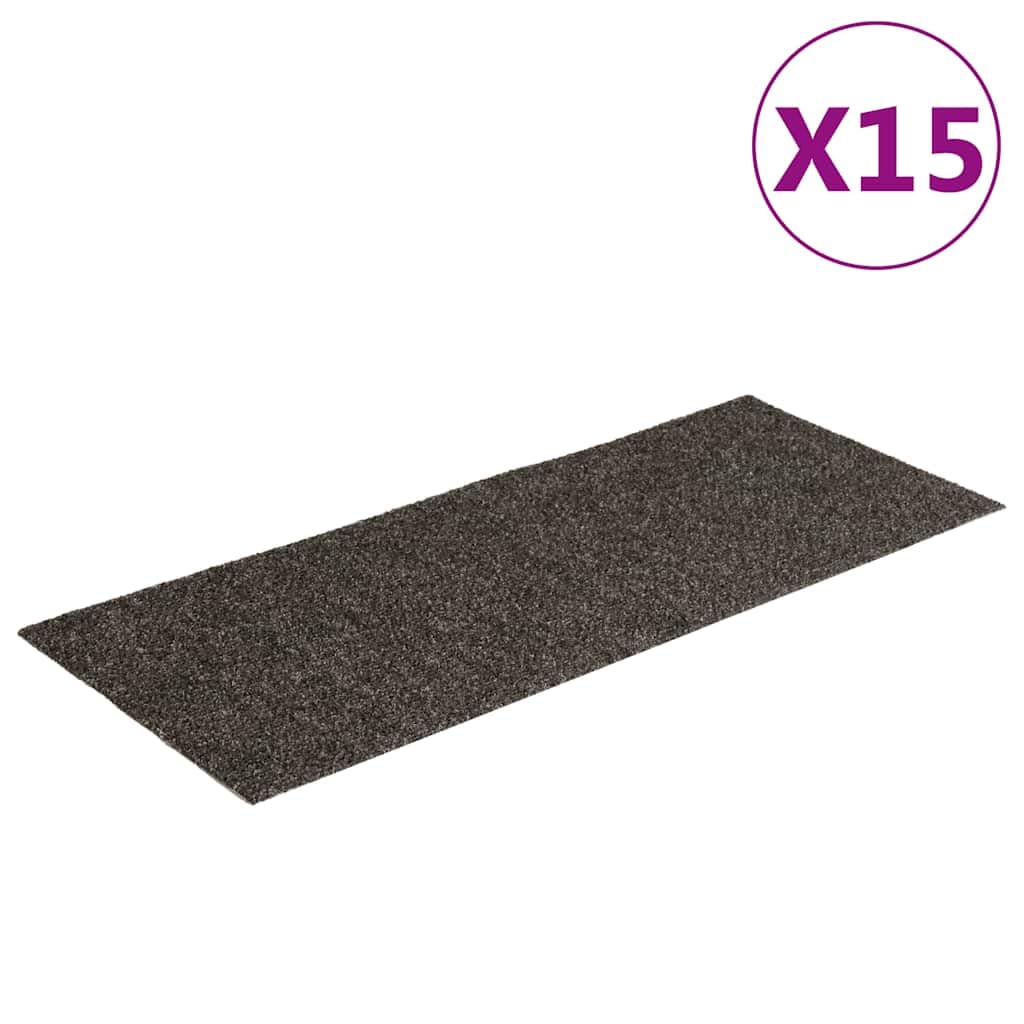 15 STK. Stufenmatten Selbstklebend 60x25 cm Treppenmatten rutschfest Anthrazit Trittschutz Treppenteppich Treppenstufenmatten