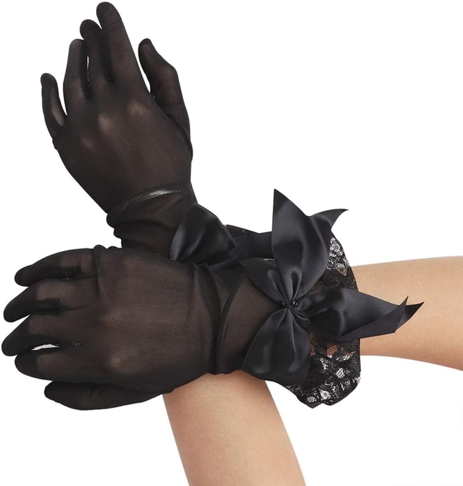 Lace Women's Short Sleeve Stretch Mesh Wedding Bridal Masquerade Costume Gloves