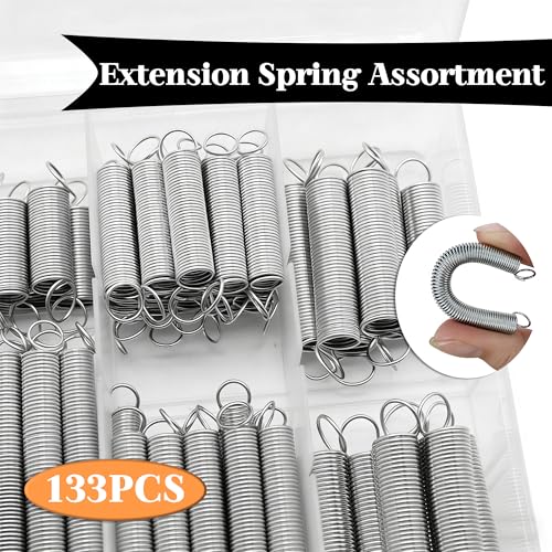 Image of Dianrui 133 PCS Extension Spring Assortment Kit 18 Different Sizes Small Spring Zinc Plated Extension Springs for Home Repairs & DIY Springs Assortment