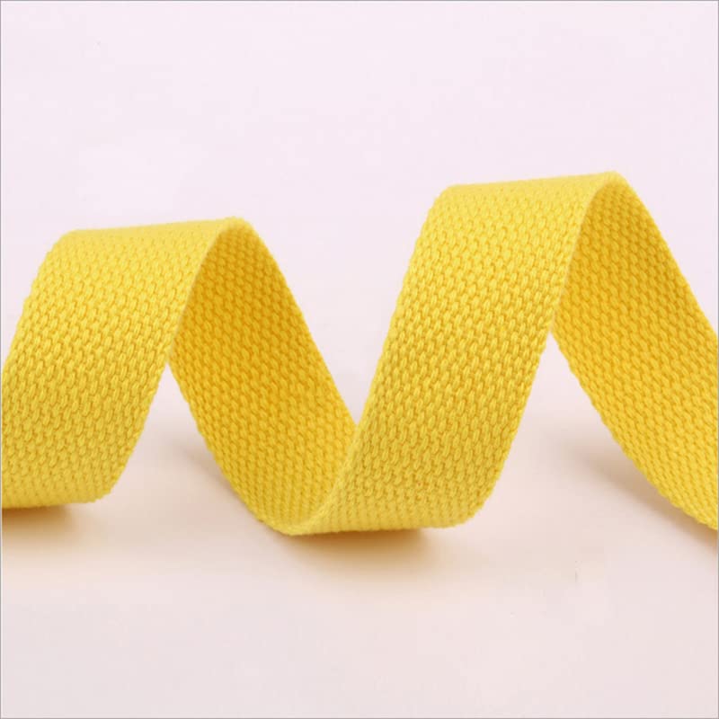 Heavy Cotton Webbing Bag Straps 38mm 24 Colours Canvas Tape Ribbon (Yellow, 10 metre)