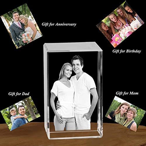 Gors Customized Crystal Family Lovers Photo Album Image Laser Photo Frame With Led Base For Wedding (3D,6 X 6X 9 Cm) #TOP6