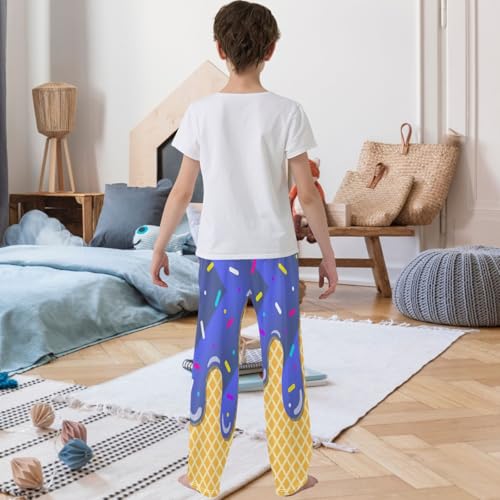 Boy's Pants Steel Blue Ice Cream Jogger Pants Elastic Waist Long Bottoms Trousers with Pockets 6-14 Years3