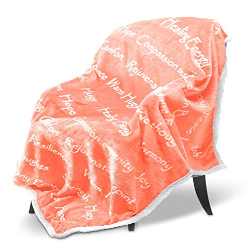 CIMA Healing Positive Blanket, Gift for People Need Hug Strength Company - Coral Pink 50 x 60 Inch
