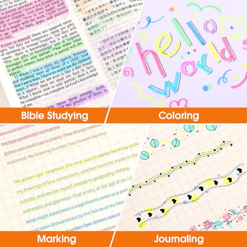 Pastel Highlighters, 15 Pack Bible Highlighters Assorted Colors, 4mm & 3mm Dual-Chisel Tip Highlighter Pens, Pastel Markers No Bleed Through for Journaling, Coloring, Bible Study Supplies