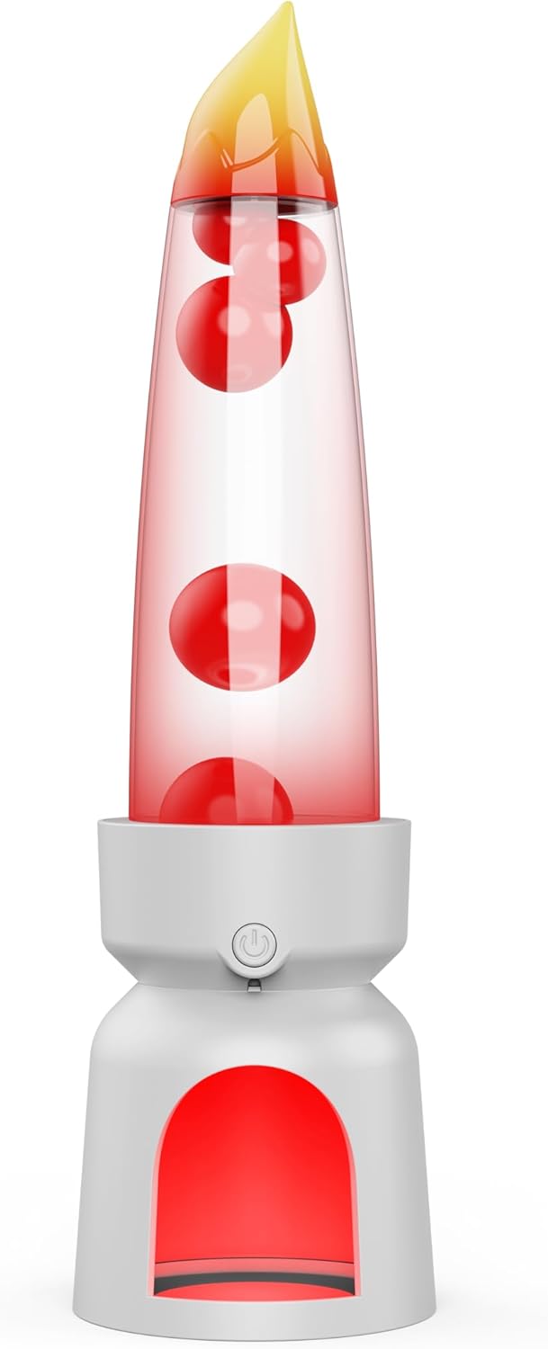 Candle-Shaped Liquid Motion Lamp - 13’’ Retro Mood Light with Mesmerizing Wax Flow, Color-Changing Night Light for Home Decor, Bedroom, Office - Relaxing Sensory Night Llight-White