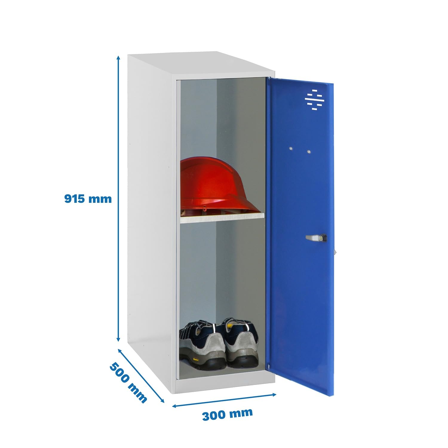 Simon Rack Casier Vestiaire Metallique Petit, 915x300x500 mm, Armoire Metallique Petit, Comprend la Clé, Gris/Bleu - Simonlocker
