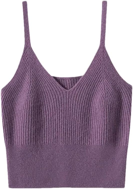 keusyoi Women's Goat Cashmere Camisole Tank Tops Winter Knitted Basic Sleeveless Sweater Vest