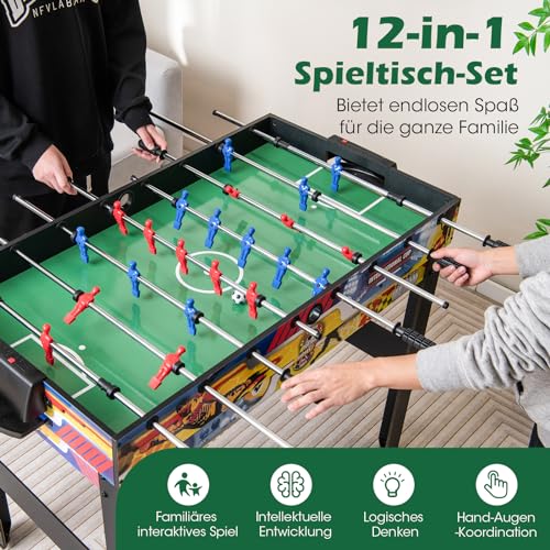 COSTWAY 12 in 1 Spieltisch, Tischspiel mit Tischfußball, Airhockey, Billard, Tischtennis, Schach, Bowling, Shuffleboard, Kombi-Tisch Aktivitätstisch für Zuhause, Büro, Bar – Bild 4