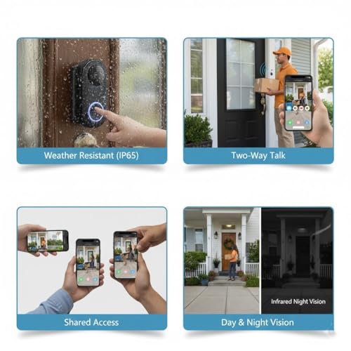 Image of Wireless Video Doorbell Camera with Chime, 1080P Smart WiFi Door Bells Camera,Motion Detection, 2-Way Audio, Night Vision,Battery Powered
