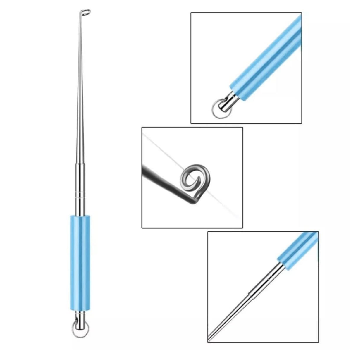 Lot De 4 Extracteurs D’hameçon – Acier Inoxydable, Spirale, Base Magnétique, Poignée Antidérapante – 4 Couleurs