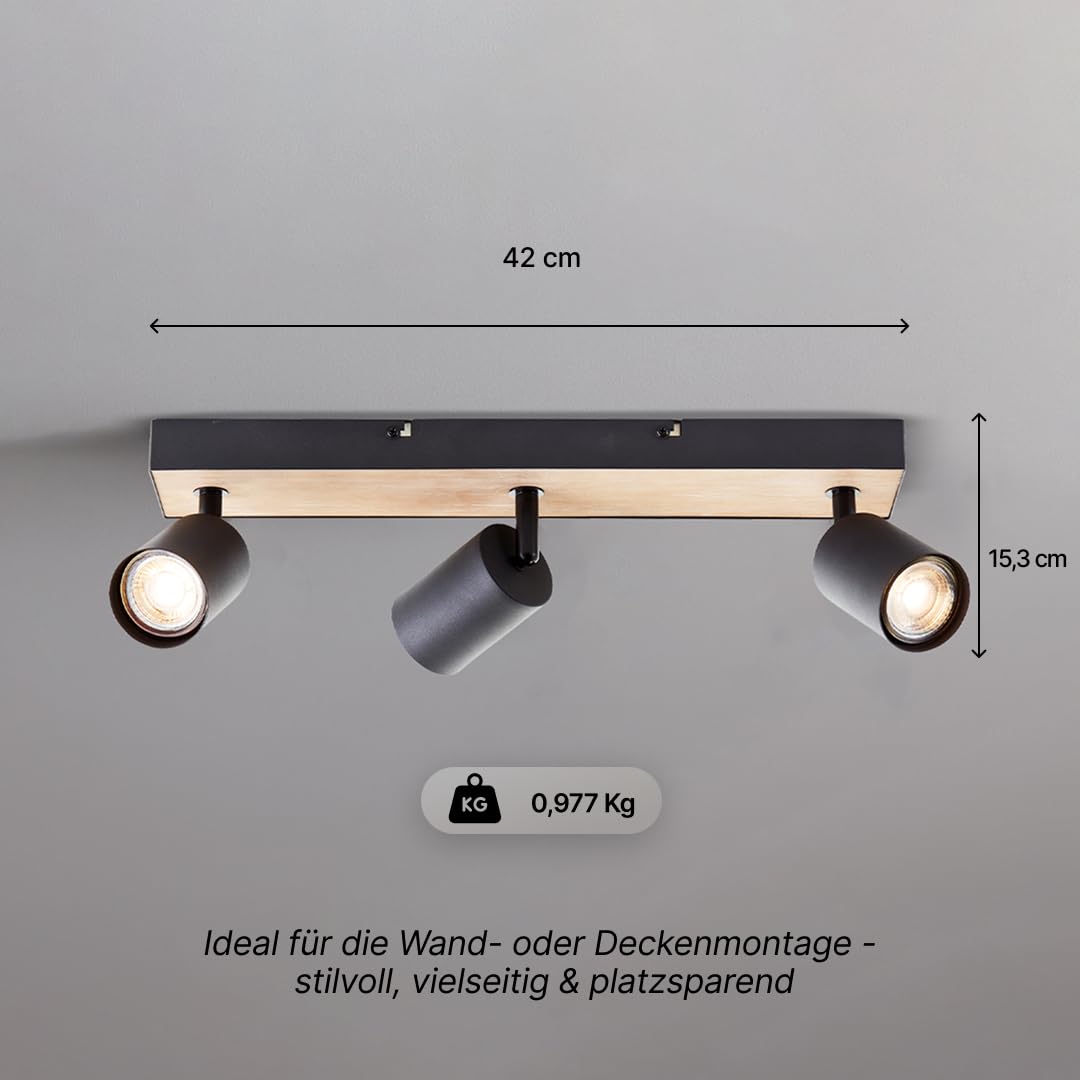 Brilliant Jello Wood Deckenstrahler 3-flammig, dimmbar, GU10