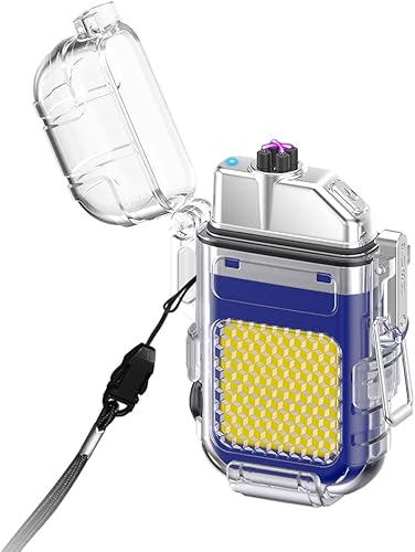 Miniatura 5 de Encendedor de doble arco con linterna LED 2 en 1, encendedor de plasma recargable por USB, sin llama, impermeable, resistente al viento, mini