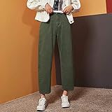 Material: Baumwolle FDBVDKZ Damen Jeans Schwarze, große, Nicht elastische Damenjeans mit hoher Taille, lose, lässig, Armee-Grün, Harlan-Mädchenjeans, L, grün 9116