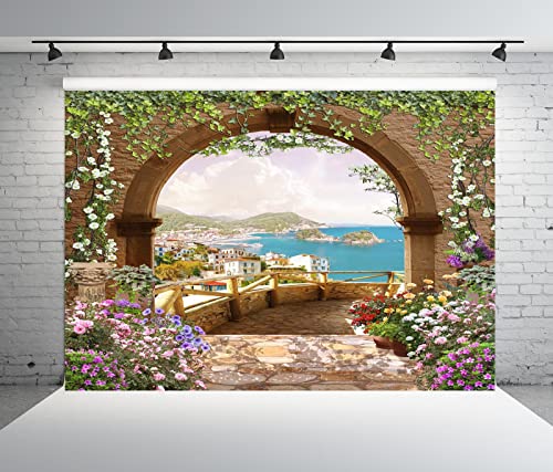Telón de Fondo BELECO 7x5ft Jardín Mediterráneo miniatura 3