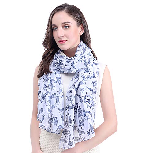 Lina & Lily Sailor Anchor Nautical Print Scarf Shawl Wrap Lightweight2