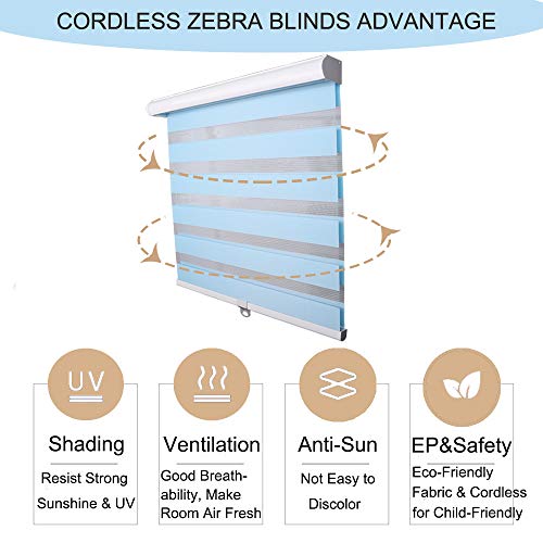 image for SUAKY Cordless Zebra Roller Sheer Shades Blinds, Grey Custom Free to S