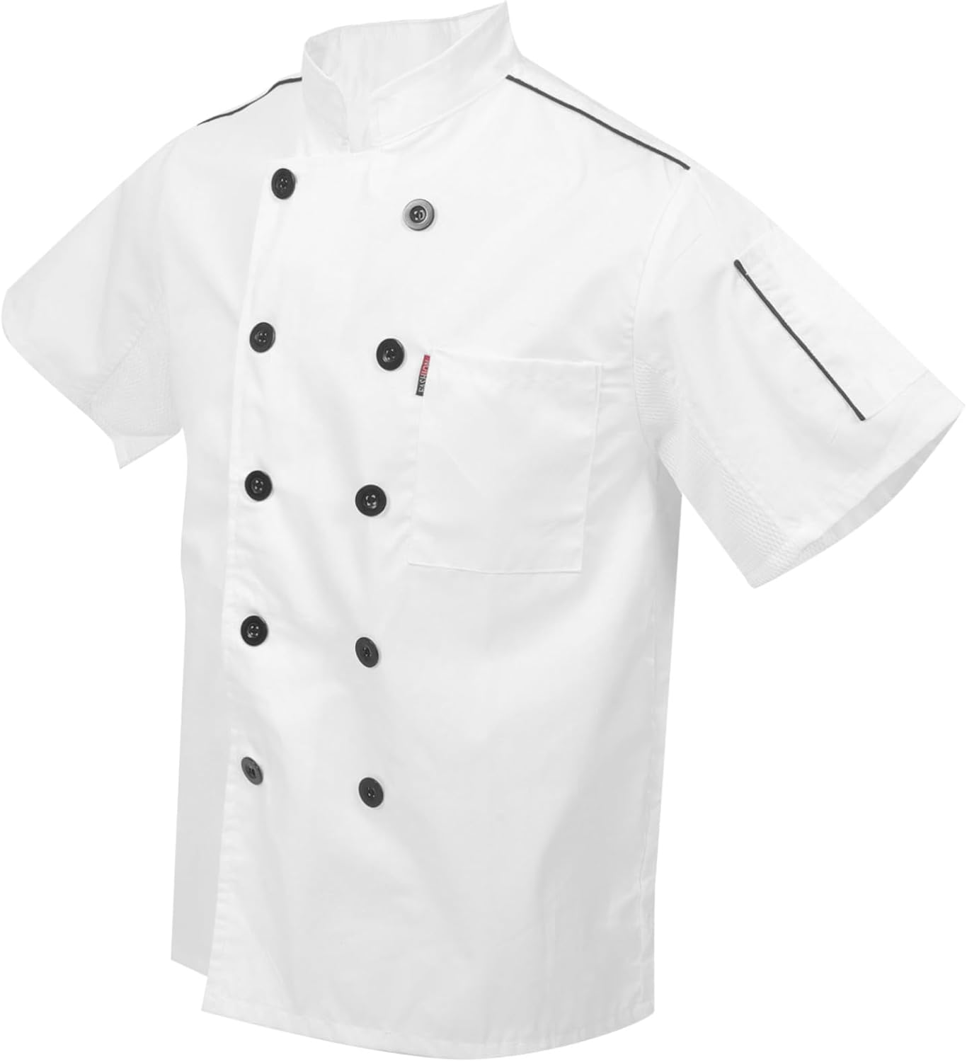 Men's Short Sleeve Chef Coat, Breathable Polyester Jacket for Restaurants