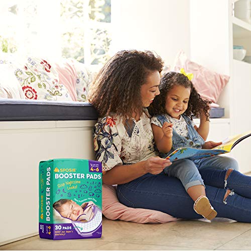Sposie Booster Pads Diaper Doublers, 30 Pads - for Overnight Diaper Leaks, No Adhesive for Easy repositioning, Fits Diaper Sizes 4-6