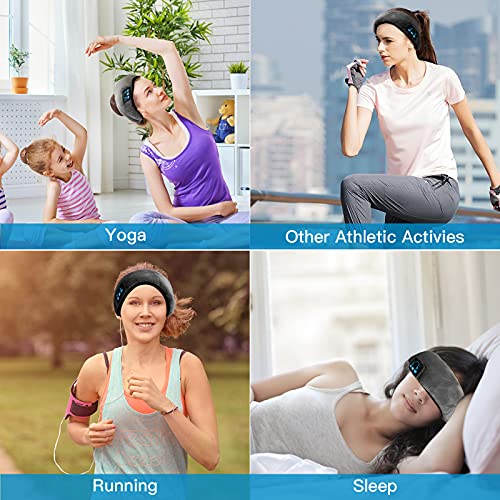 Cuffie per Dormire, Bluetooth V5.0 Sonno Cuffie Fascia Sportiva con Ultra Stereo Altoparlanti,Maschera per Occhi Perfette per Sport, Traversine Laterali, Regalo Natale, Meditazione e Relax(grigio) - Image 8