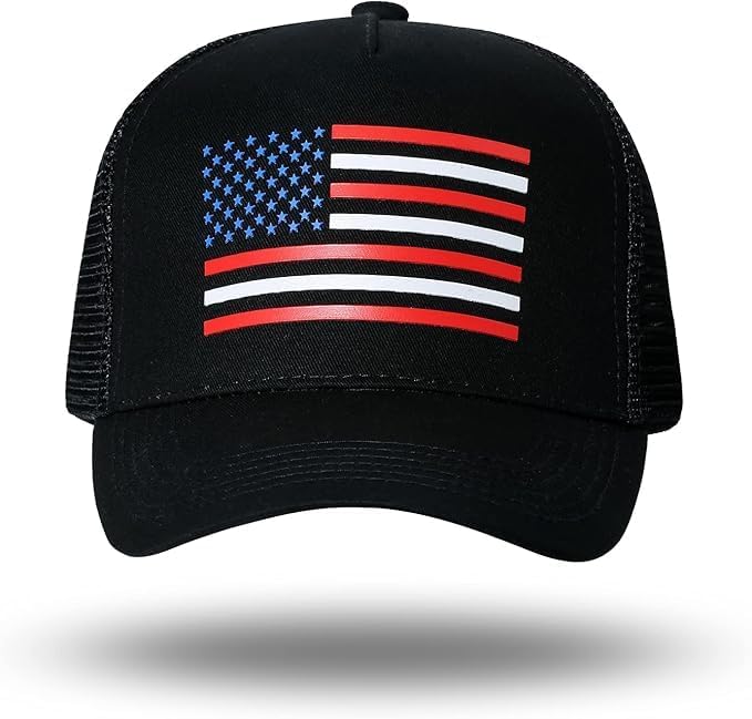American Flag Hat | Snapback Adjustable Mesh Trucker Baseball Cap | Men Women Outdoor & Casual Wear - Image 2