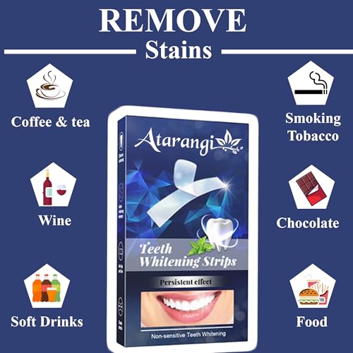 Image of Atarangi Teeth Whitening Strips - 14 PCS (7 Pairs) - Helps Remove Surface Stains from Coffee, Tea & Smoking - Easy Apply & Fresh Mint Flavour