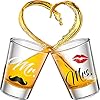 2 Pieces Mr and Mrs Shot Glasses 2 Oz Gold Wedding Party Wine Glasses Engagement Anniversary Bridal Shower Glass Couple…