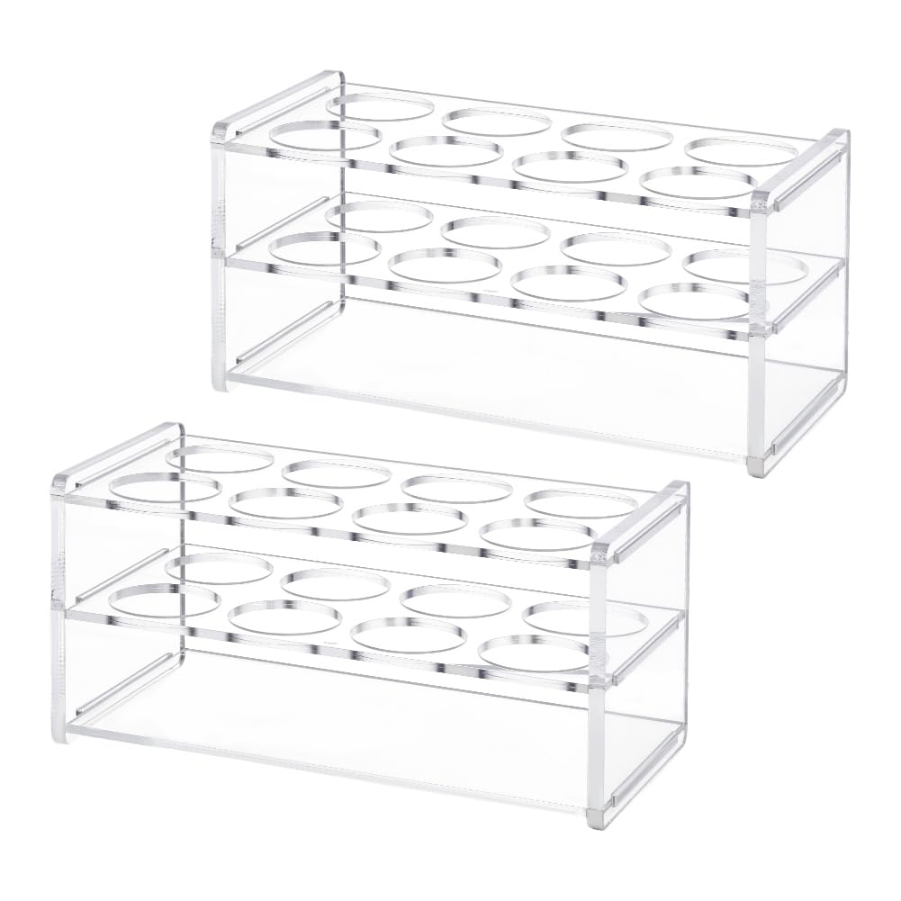 OLYCRAFT 2 confezione di Portaprovette In Acrilico per Provette 50ml Portaprovette Da Laboratorio Ad Alta Trasparenza A 8 fori per Esperimenti Scientifici Organizer - Diametro Interno 3cm