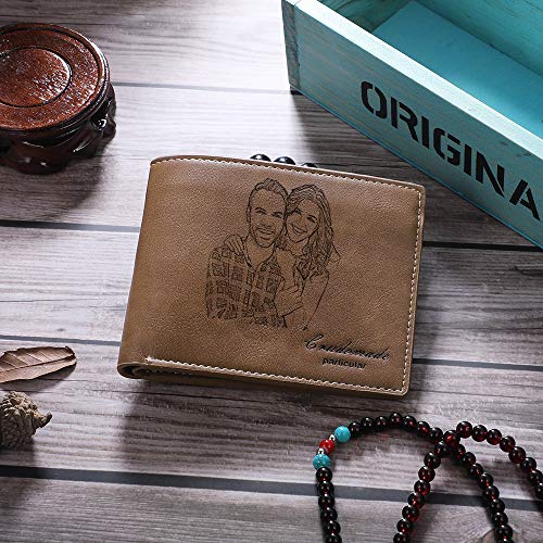 SimpleQ Personalized Photo Leather Wallet Custom Names Picture Wallet for Men Father Boyfriend (Brown #2) (Wa100367)4