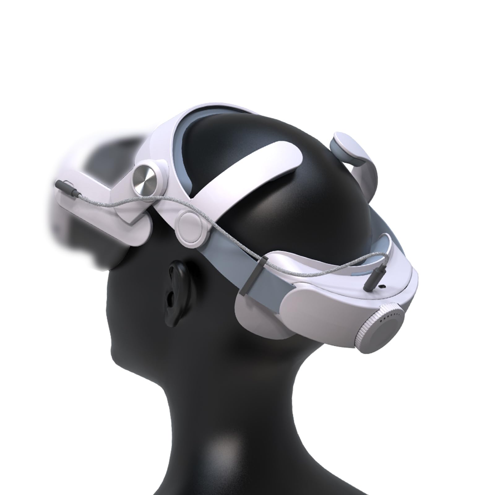 Jemora Sangle de tête Compatible avec Le Casque Meta VR 5000 mAh Rechargeable, Sangle de tête réglable enveloppante à 360°, soulagement de la Pression à 180°, Accessoires VR pour Un Port confor