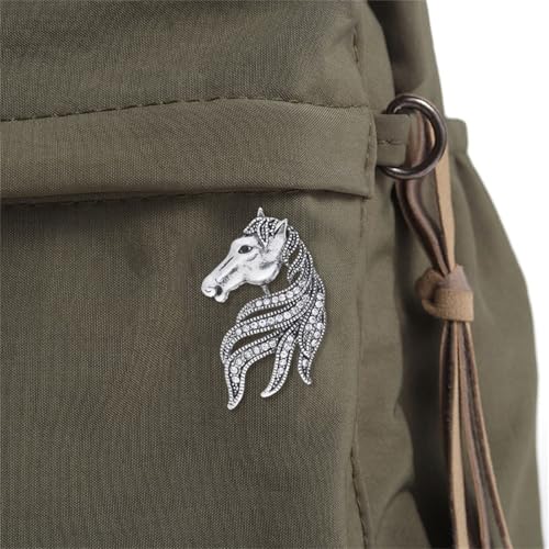 Image of Dreuyet Horse Brooch Pin Horse Racing Suit Lapel Pin for Women Men Rhinestone Antique Gold Horse Animal Brooch Clothing Outfits Accessory Jewelry