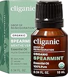 Cliganic USDA Organic Spearmint Essential Oil, 100% Pure Natural Undiluted, for Aromatherapy (10ml) | Non-GMO Verified