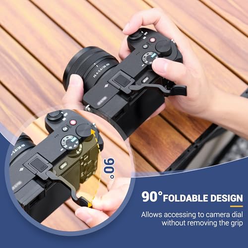 Image of JJC Metal Thumb Grip Hot Shoe Thumb Rest Support for Sony A6700 Camera | for Camera Stable and Safe Hand Hold, with Anti-Scratch Silicone Pad, Not Affect The Use of Camera Buttons