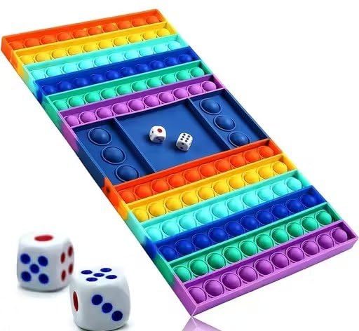 Big Size Pop Game Fidget Toy Silicone Bubble Rainbow Chess Board Push Popping Sensory Toys for Kids, Jumbo Stress Anxiety Relief Toy Play with Friends- Multi Color (Pop It Game)-image-38