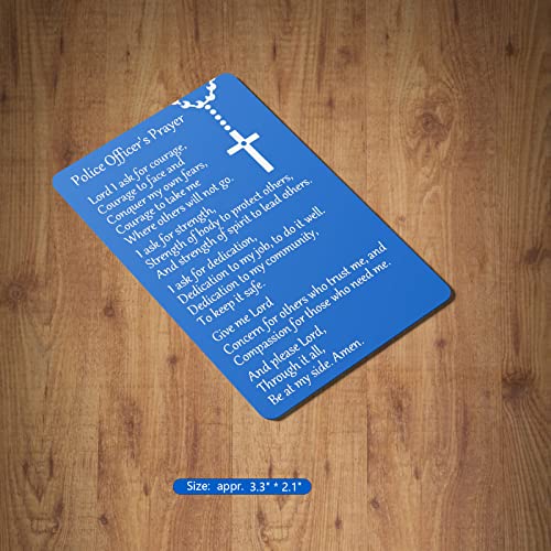 Alunmair 3PCS Metal Police Officers Prayer Card Engraved Inster Police Academy Graduation Gift Engraved on a Metal Wallet (3 Pieces, Blue V)2