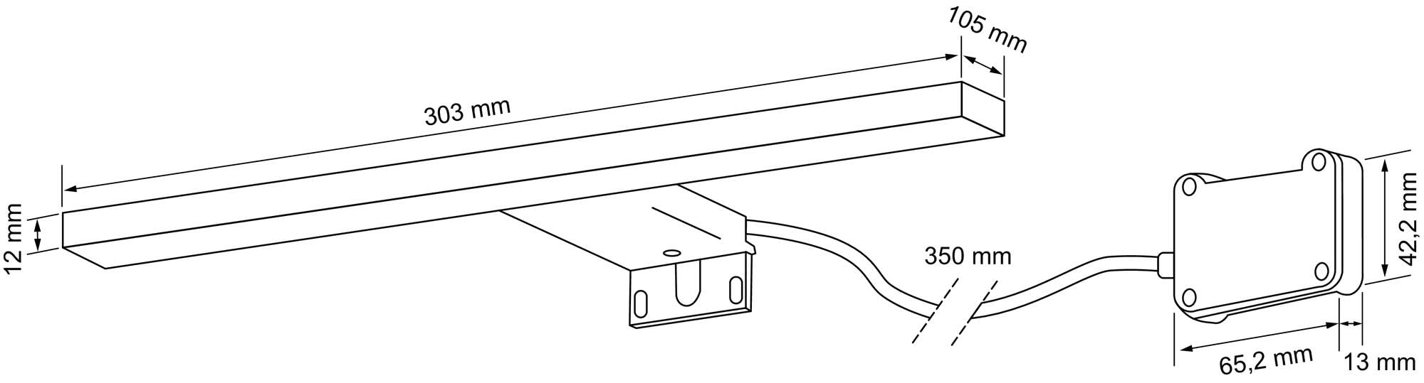 Aplique LED Clase II IP44 7W 417 lúmenes 5700K A+ para Marco de Madera - Armario de baño o Pared - Cuerpo de Aluminio/ABS Cromado Brillante - Haz de luz de 111°