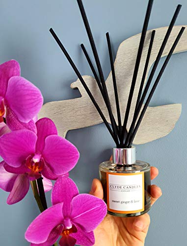 Sweet Ginger & Lime Reed Diffuser - Clyde Candles, Luxury Diffuser Oil with a Set of 7 Fibre Sticks, Best Aroma Scent for Home, Kitchen, Living Room, Bathroom. Fragrance Diffusers set with sticks - Image 3