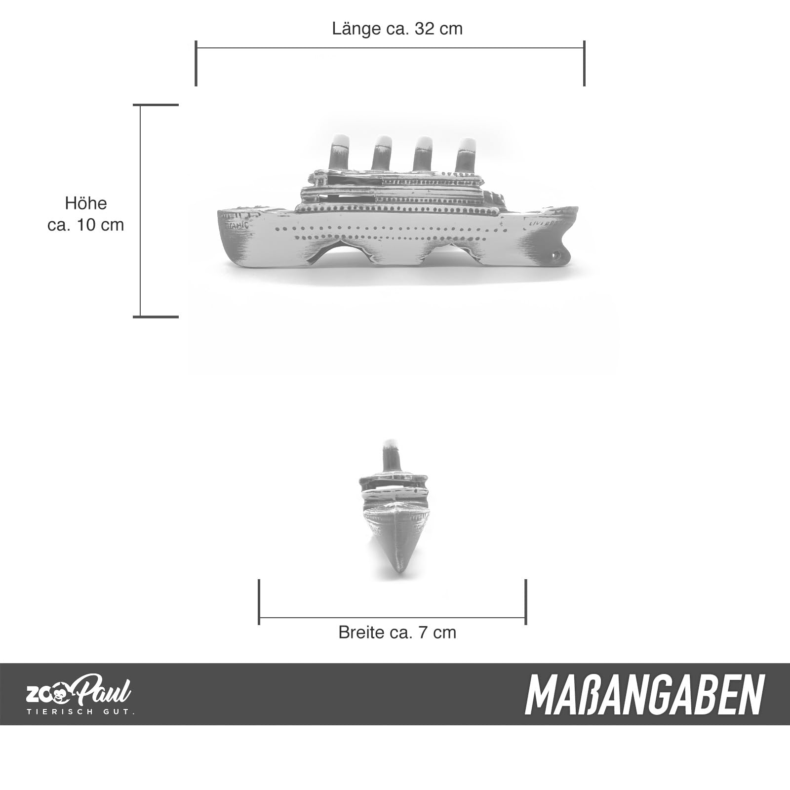 ZooPaul Sprudel Set Keramik Deko und Pumpe + Zubehör Dekoration Aquarium Schiffswrack Titanic Schiff
