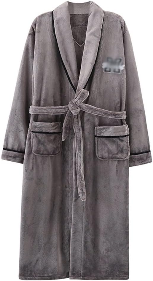 Men's Dad Pajamas Pajamas Men's Thickened and Extended Coral Fleece Midlife Large Warm Flannel Bathrobe