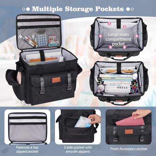 Image of INSMEER Rolling Teacher Bag with Wheels,Wheeled Teacher Tote Bag with Insulated Lunch Bag,with Padded Laptop Compartment