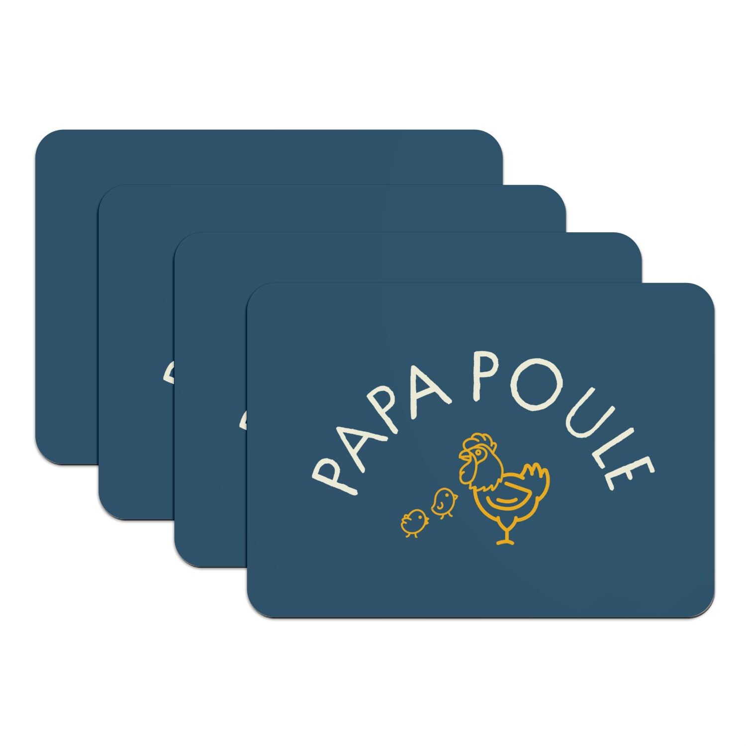 Sets de table caoutchouc bleu grand format 39,5x28,5 cm antidérapant