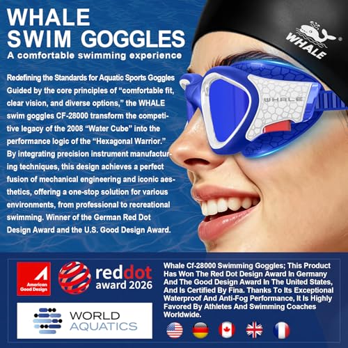 Image of Whale Swim Goggles Polarized Anti-Fog Lenses, Unisex | 100% UV Protection | Anti-Fog Goggles High Definition, Wide-Angle View