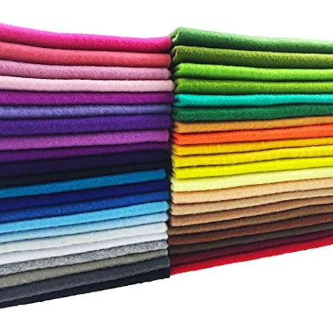 flic-flac 42pcs1.4mm Thick Soft Felt Fabric Sheet Assorted Color Felt Pack DIY Craft Sewing Squares Nonwoven Patchwork (30cm * 30cm) Cover