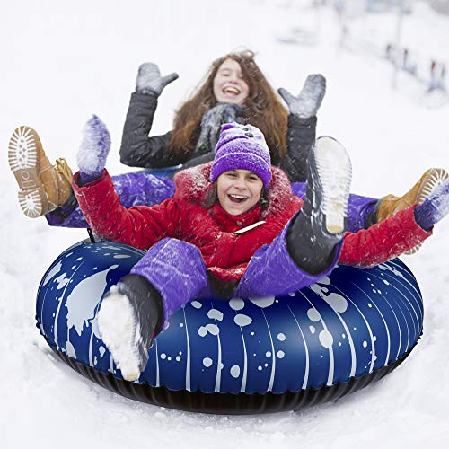 Glintoper Winter Snow Tube for Sledding, Inflatable Snow Sled for Kids and Adults, 42 Inch Heavy Duty Snow Tubes with Strong Handles, Wear-Resistant Material & Thickening Freeze-Proof - Thumbnail 4