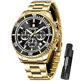 SAPPHERO Uhren Herren Chronograph Analog Quarz 50M Wasserdicht Armbanduhr Herren Mode Lässig Business Herrenuhren mit Kalender Edelstahlarmband Uhr Geschenk für Männer