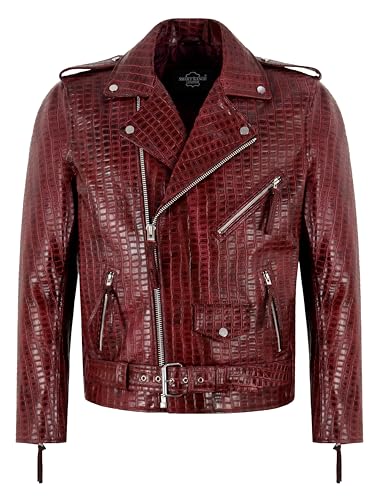 Veste de motard BRANDO en cuir rouge pour affirmer un look unique