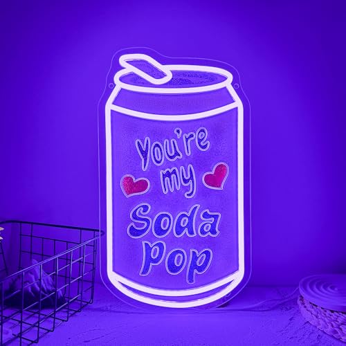 Image of Allball You'Re My Soda Pop Neon Sign, Soda Pop Neon Light Valentine'S Day Decor USB Powered Drink Can LED Dimmable, for Bar Club Party Restaurant Kitchen Dessert Shop Birthday Gifts(15.7 * 9 In)